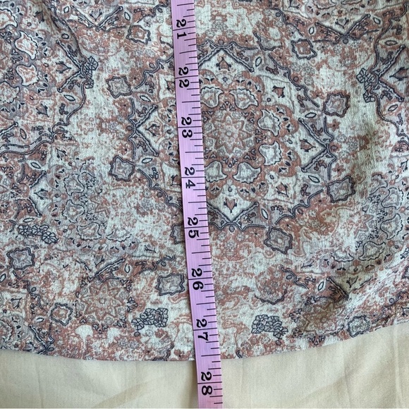 Lucky Brand Pastel Pink Boho Printed Peasant Blouse w Tie Flowy Lightweight XL - Picture 15 of 16